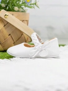 Cute Knitted Princess Style Shoes For Infant Girls - White - View 6