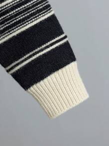 Boys' Striped Sweater - Black - View 4