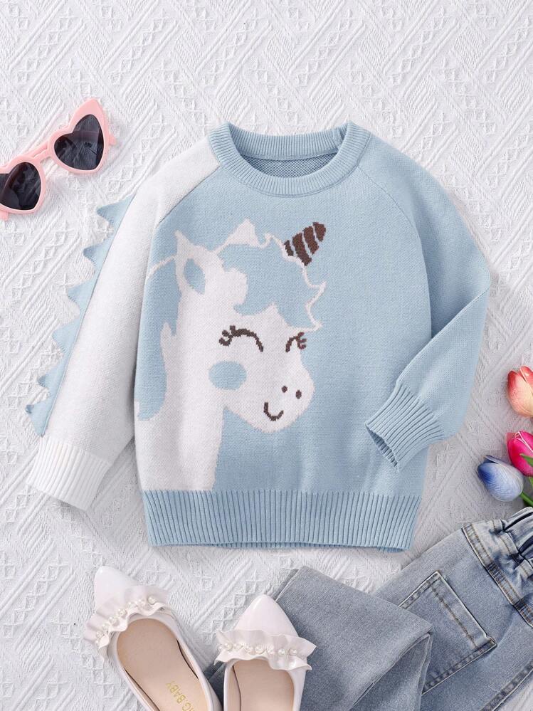 Sweatshirt Fille Licorne DAWILS - Pull Molleton Doux Col Rond 2-7 Ans - Imprimé Mignon