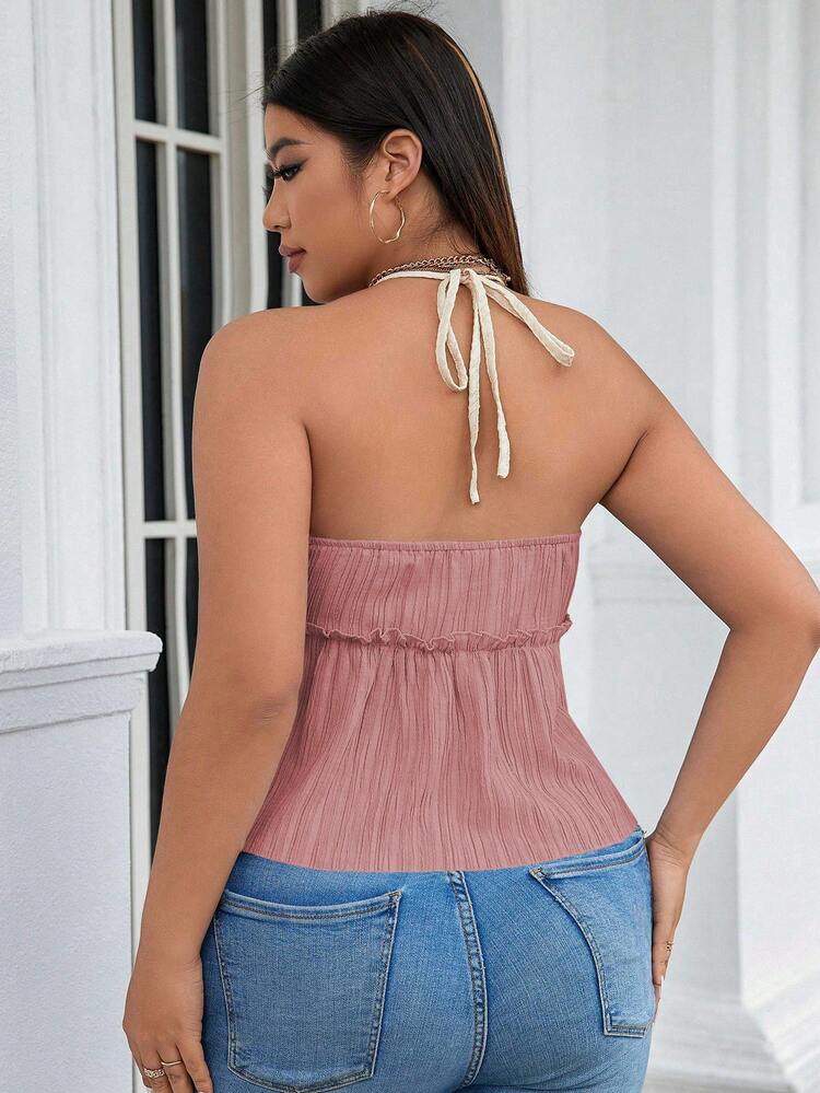 Plus Size Women's Halter Neck Strap Tank Top