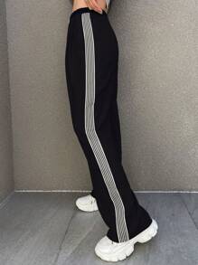 Dazy Star Women's Drawstring Waist Elastic Hem Color Block Pants