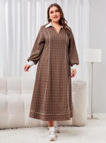 Mulvari Vestido De Talla Grande Con Cuello En Forma De A Para Mujer - Multicolor - Ver 6