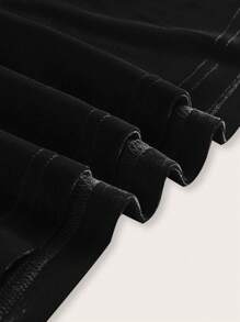 Flirla Plus Size Women'S Frayed Off Shoulder Long Sleeve Patchwork Dress - Black - View 3