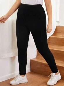 SHEIN EZwear Leggings unicolor de cintura alta