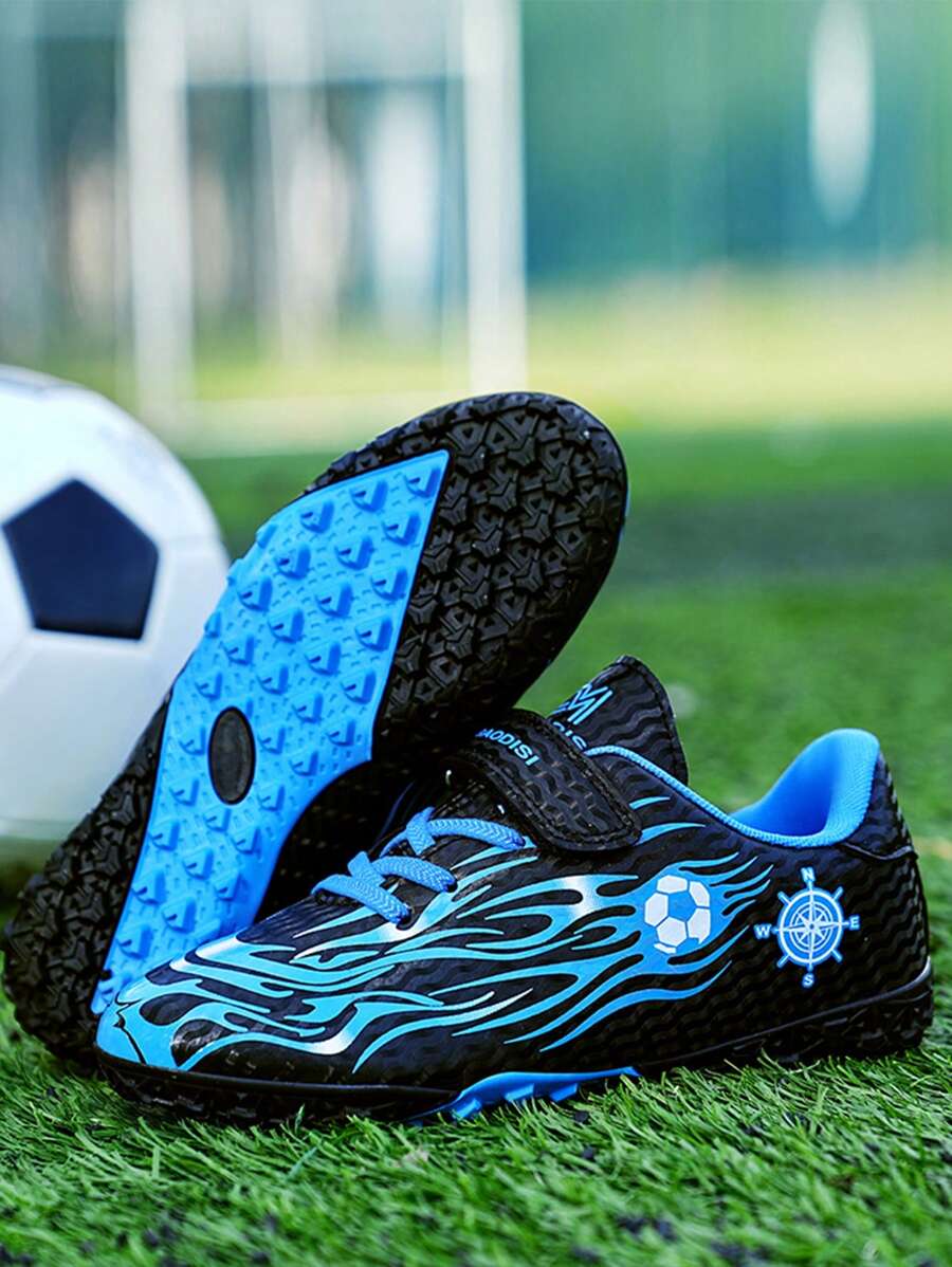 Zapatillas De Fútbol Para Niños Y Niñas, Tacos Para Fútbol En Jardín Y Campos De Césped Artificial Con Diseño Anti-deslizante Y Resistente Al Desgaste - Azul - Ver 1