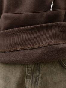 DAZY 女字母印花抽繩落肩連帽衫 - 棕色 - 查看 6