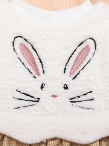 SHEIN Em bé Cô gái Dễ thương Thỏ In Sang trọng Nối 2 trong1 Vải to sợi Đầm nỉ - Nhiều màu - Xem 3