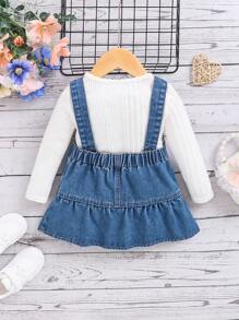 SHEIN Falda General Con Volantes Linda Del Dril De De La Nueva Llegada Para Los Bebés, Correas Ajustables