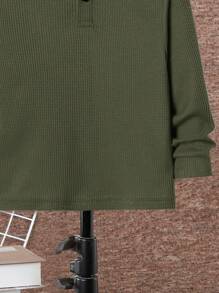 SHEIN 男童休閒紋理面料T恤 - 軍綠色 - 查看 3