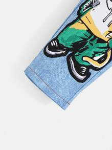 SHEIN Young Boy Cute Loose Fit Animal Printed Pants With Straight Leg - Light Wash - View 3