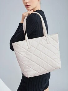 BizChic 拼接拼布手提袋 - 杏色 - 查看 11