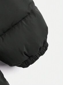SHEIN EZwear Plus Drawstring Waist Hooded Padded Coat Winter Fall Autumn - Black - View 4