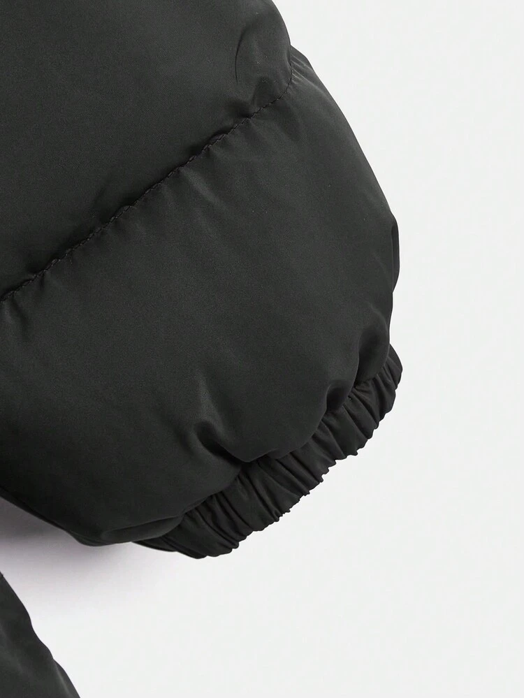 Plus Drawstring Waist Hooded Padded Coat Winter Fall Autumn