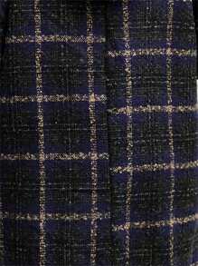 SHEIN LUNE Của phụ nữ Kích thước lớn Kẻ sọc áo có mũ Nút còi Len áo - Màu xanh hải quân - Xem 7