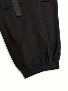 Pantalones cargo con bolsillo con solapa y cintura con cordón, otoño