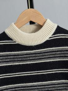 Boys' Striped Sweater - Black - View 6