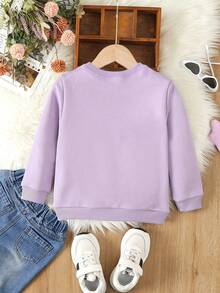 SHEIN 女童标语印花保暖衬里运动衫 - 紫色 - 查看 2