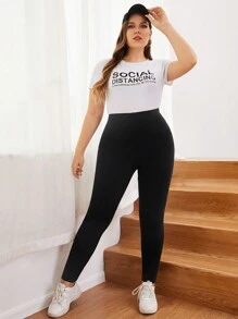 SHEIN EZwear Leggings unicolor de cintura alta