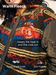 In My Nature Women's Geometric Printed Hooded Fleece Outdoor Sweatshirt - Multicolor - View 3