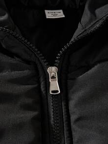 SHEIN Girls' (big) Hooded Long Sleeve Padded Coat And Suspender Jumpsuit Set - Black - View 5