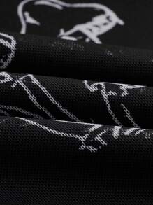 SHEIN LUNE Kích thước lớn Của phụ nữ Lưới In Nấm Đầm - màu đen - Xem 4