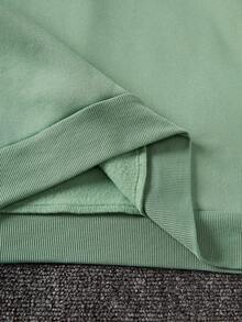 Men's Cartoon Face Printed Hooded Sweatshirt With Drawstring - Mint Green - View 3