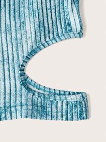 SHEIN ICON 空心嵌花針織t恤 - 藍色 - 查看 3