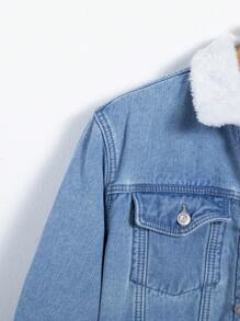 Manfinity Homme Men's Thermal Lined Denim Jacket With Flap Pockets - Medium Wash - View 3