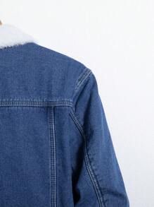 Manfinity Hypemode Chaqueta De Mezclilla Para Hombre Con Bloques De Color Y Cuello De Contraste