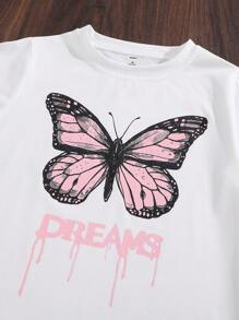 Elladie kids 少女信件和蝴蝶印花t恤 - 白色 - 查看 4