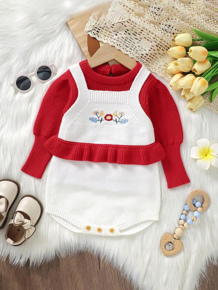 Baby Toddler's Bubble Sleeve Sweater And Jumpsuit Sweater Set