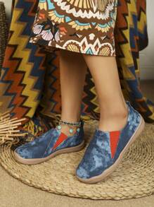 Baskets élégantes pour femmes de style sportif avec blocs de couleurs pour un port confortable au printemps et à l'automne, chaussures de sport décontractées - Bleu azur - Voir 2