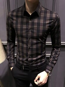 Manfinity Mode 男士格紋長袖襯衫 - 彩色 - 查看 1