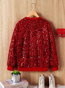 SHEIN Tween Girls Sweatshirts for Christmas - Red - View 2