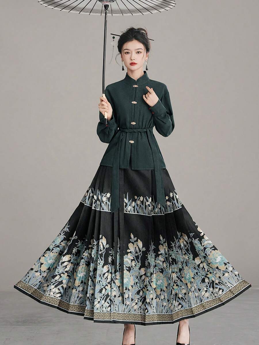 新款冬季毛絨面料立領中式長袖襯衫日常,通勤上衣漢服農歷新年,中式服裝