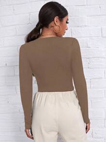 EURMUSE Slim Fit T-shirt In Einfarbiger Ausführung - Kamelfarben - Übersicht 2