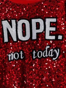 SHEIN Tween Girls Sweatshirts for Christmas - Red - View 3