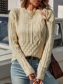 SHEIN Frenchy Jersey tejido de cable de hombros caídos