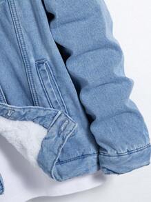 Manfinity Homme Men's Thermal Lined Denim Jacket With Flap Pockets - Medium Wash - View 5