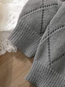 SHEIN Toddler Boys' Patchwork Collared Rhombus Pattern Sweater Set For Winter - Grey - View 4