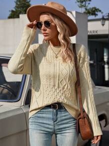 SHEIN Frenchy Jersey tejido de cable de hombros caídos