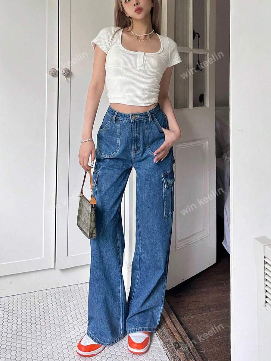 Flap Pocket Cargo Jeans