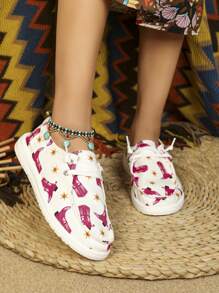 Zapatos deportivos casuales blancos y rosados tipo botas - Rojo y blanco - Ver 3