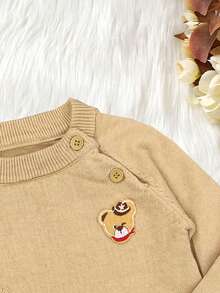 Baby Boys' Cartoon Patch Raglan Sleeve Sweater - Khaki - View 5