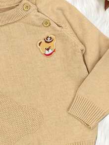 Baby Boys' Cartoon Patch Raglan Sleeve Sweater - Khaki - View 3
