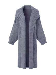 女士釦鈕釘開襟衫 - 灰色 - 查看 3