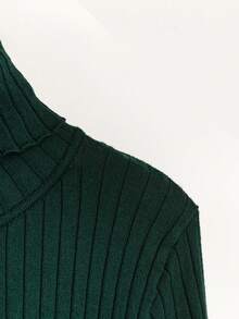 Calvaya 女款大尺碼有領羅紋針織毛衣 - 綠色 - 查看 4