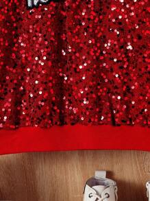 SHEIN Tween Girls Sweatshirts for Christmas - Red - View 5