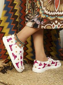 Zapatos deportivos casuales blancos y rosados tipo botas - Rojo y blanco - Ver 5