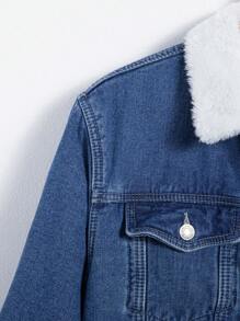 Manfinity Hypemode Chaqueta De Mezclilla Para Hombre Con Bloques De Color Y Cuello De Contraste